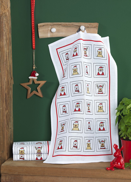 Badematten & Handtücher - Weihnachtliche Geschirrtücher, 3er-Set, in Farbe BUNT