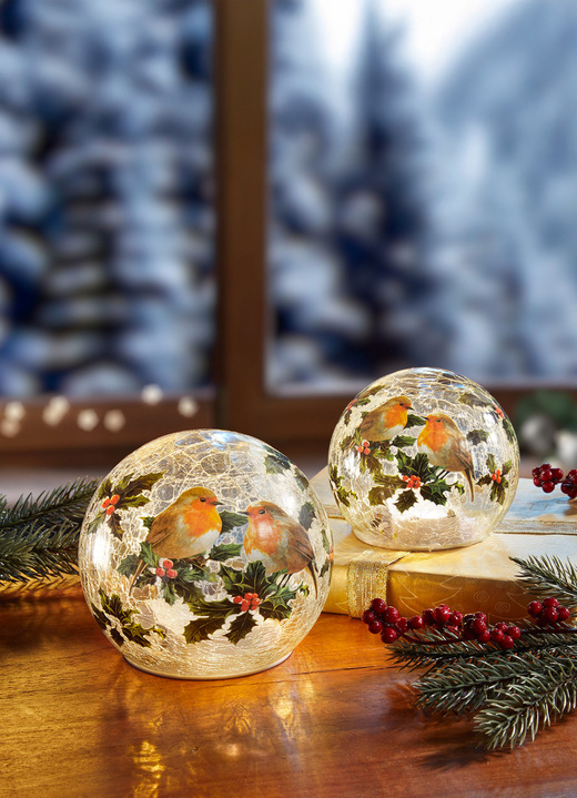 Weihnachtliche Dekorationen - Beleuchtete Kugel aus Glas, 2er-Set, in Farbe BUNT Ansicht 1