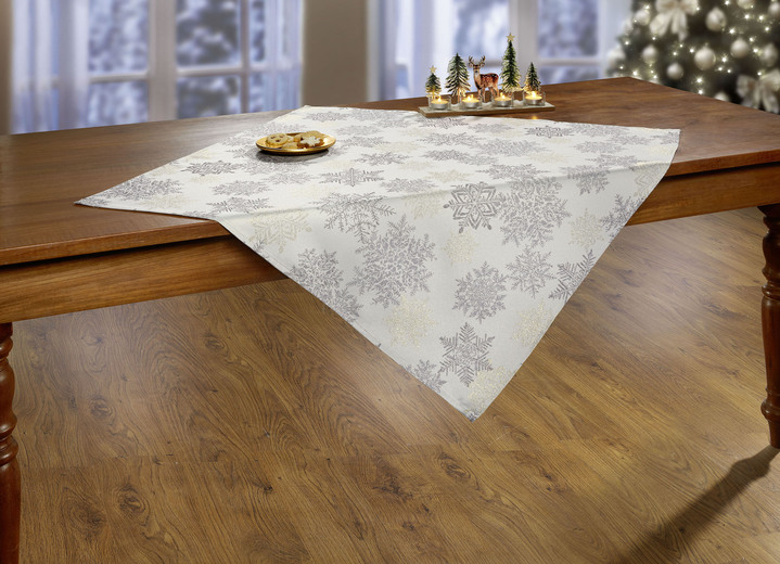 Tischdecken - Tisch- und Raumdekoration mit Glitzergarn Ansicht 3 Tischdecken - Tisch- und Raumdekoration mit Glitzergarn, in Größe 100 (2 Platzsets, 30/ 45 cm) bis 404 (Kissenbezug, 40/ 40 cm), in Farbe GOLD-SILBER Ansicht 3