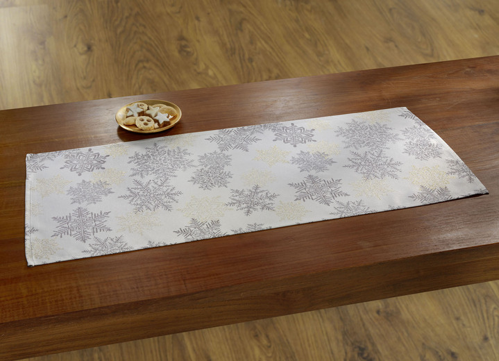Tischdecken - Tisch- und Raumdekoration mit Glitzergarn Ansicht 1 Tischdecken - Tisch- und Raumdekoration mit Glitzergarn, in Größe 100 (2 Platzsets, 30/ 45 cm) bis 404 (Kissenbezug, 40/ 40 cm), in Farbe GOLD-SILBER Ansicht 1