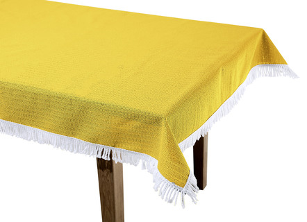 Tischdecken - Wind- und wetterfeste Gartentischdecke mit Fransenabschluss, in Größe 110 (Tischdecke, 110x140 cm) bis 190 (Tischdecke oval, 140x190 cm), in Farbe BLAU – Farbe GELB – Ansicht 