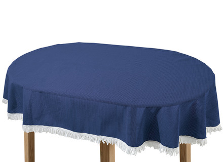 Tischdecken - Wind- und wetterfeste Gartentischdecke mit Fransenabschluss, in Größe 110 (Tischdecke, 110x140 cm) bis 190 (Tischdecke oval, 140x190 cm), in Farbe BLAU – Farbe BLAU – Ansicht 