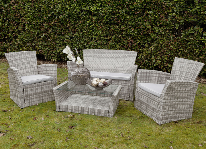 Gartenmöbel - Garten-Lounge, 4-teilig mit Auflagen, in Farbe GRAU Ansicht 2