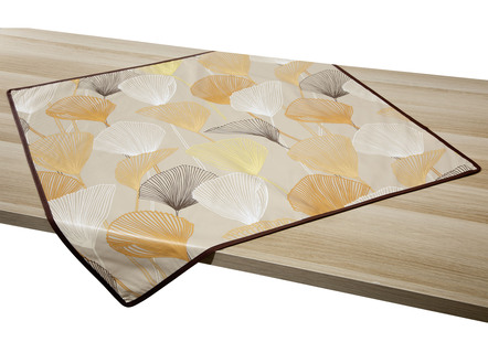 Wachstuch-Tischdecke mit farblich angepasstem Paspelband