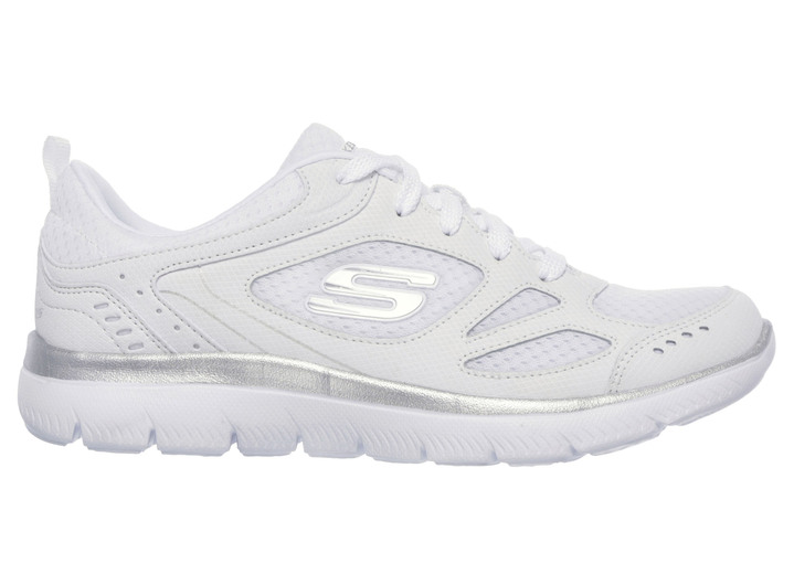 Slipper & Schnürschuhe - SKECHERS, sportliche Damen-Sneaker, mit Nappaleder-Besätzen, in Größe 036 bis 041, in Farbe SCHWARZ Ansicht 5