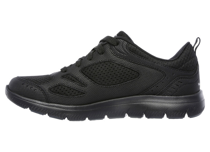 Slipper & Schnürschuhe - SKECHERS, sportliche Damen-Sneaker, mit Nappaleder-Besätzen, in Größe 036 bis 041, in Farbe SCHWARZ Ansicht 8