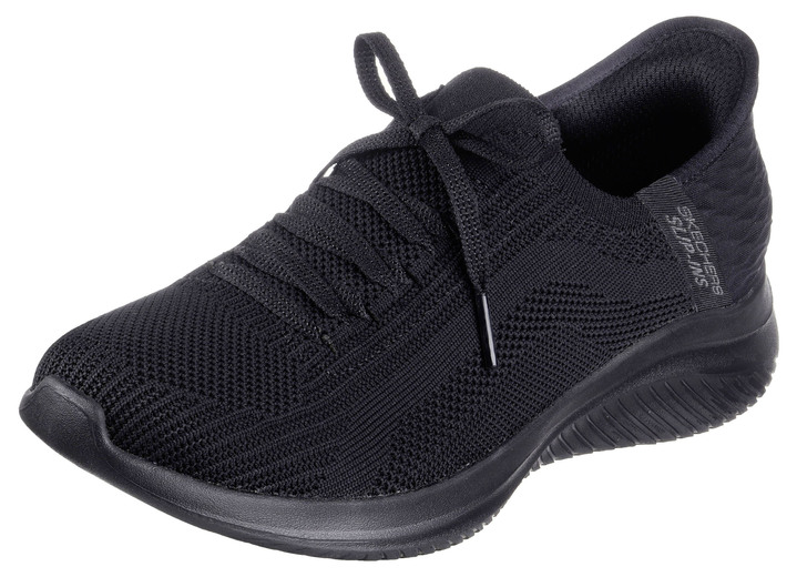 Slipper & Schnürschuhe - SKECHERS, sportliche Damen-Sneaker, mit geformter Slip-Ins Fersenplatte, in Größe 036 bis 041, in Farbe SCHWARZ Ansicht 1