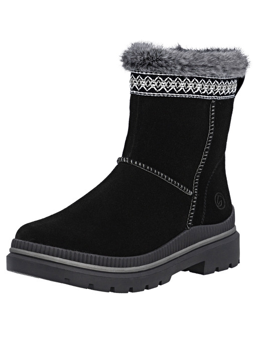 Mode - Remonte, gefütterte Damen-Stiefeletten, Winterschuhe, Weite G, mit Lammfell, in Größe 036 bis 042, in Farbe SCHWARZ Ansicht 1