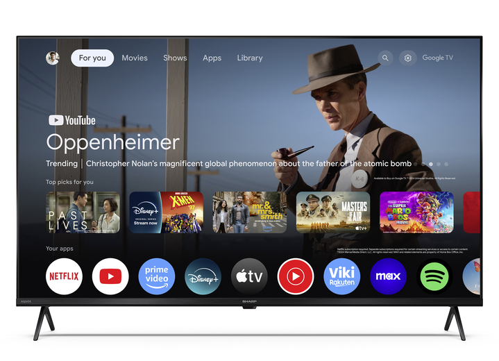 Fernseher - „Sharp“ HD-Ready-LED-Google-TV mit WLAN, in Farbe SCHWARZ Ansicht 1