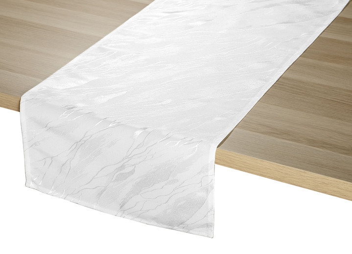 Tischdecken - Dezente Tischdecke in Marmor-Optik, in Größe 100 (Läufer, 40/150 cm) bis 404 (Kissenbezug, 40/ 40 cm), in Farbe BLAU Ansicht 20