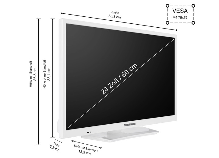 Fernseher - Telefunken XH24O550M HD-Ready-LED-Fernseher, in Farbe WEISS Ansicht 2