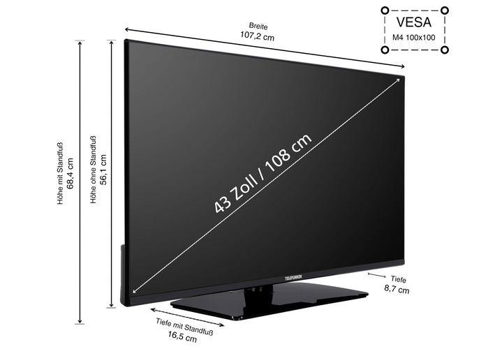 Fernseher - „Telefunken“ LED-Fernseher in Full-HD Ansicht 7 Fernseher - „Telefunken“ LED-Fernseher in Full-HD, in Farbe SCHWARZ Ansicht 7