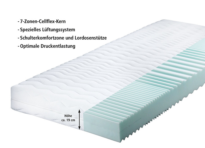 Matratzen & Bettrahmen - 7-Zonen-Cellflexkern-Matratze von Murmelland Ansicht 4 Matratzen & Bettrahmen - 7-Zonen-Cellflexkern-Matratze von Murmelland, in Größe 129 (80/190 cm) bis 136 (160/200 cm), in Farbe WEISS, in Ausführung Höhe ca. 14 cm Ansicht 4