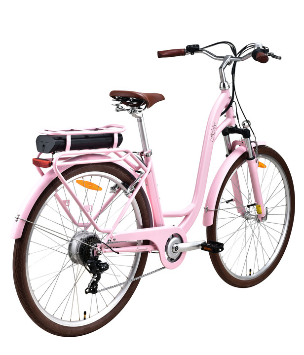- City-E-Bike mit Tiefeinstieg Ansicht 3 - City-E-Bike mit Tiefeinstieg, in Farbe ROSA Ansicht 3