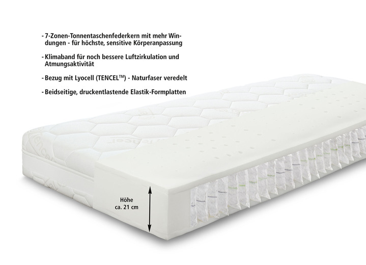 Matratzen & Bettrahmen - 7-Zonen-Tonnentaschenfederkern-Matratze von Hemafa, in Größe 129 (80/190 cm) bis 136 (160/200 cm), in Farbe , in Ausführung Solid: Höhe ca. 18 cm Ansicht 5