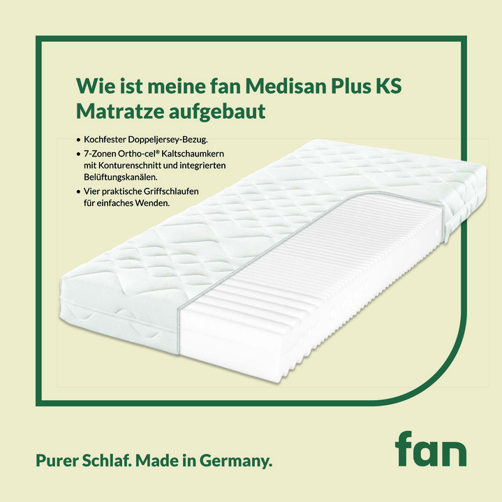 Matratzen & Bettrahmen - 7-Zonen-Kaltschaumkern-Matratze „fan Medisan Plus KS“, in Größe 130 (80/200 cm) bis 138 (180/200 cm), in Farbe  Ansicht 2
