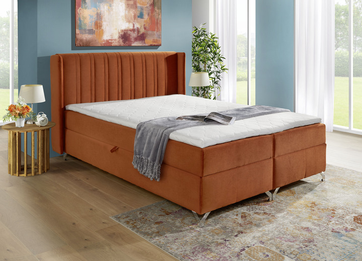Betten - Boxspringbett mit Bettkasten und Topper, in Farbe ANTHRAZIT Ansicht 4