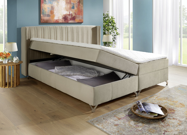 Betten - Boxspringbett mit Bettkasten und Topper, in Farbe ANTHRAZIT Ansicht 3