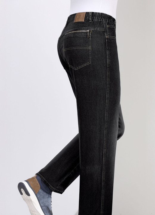 Hosen - Jeans mit Dehnbundeinsätzen in 3 Farben, in Größe 024 bis 062, in Farbe SCHWARZ Ansicht 1