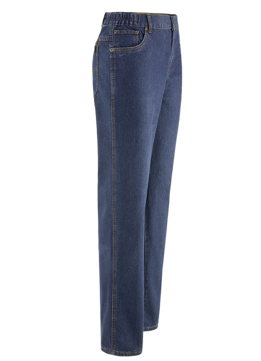 Hosen - Jeans mit Dehnbundeinsätzen in 3 Farben Ansicht 2 Hosen - Jeans mit Dehnbundeinsätzen in 3 Farben, in Größe 024 bis 062, in Farbe JEANSBLAU Ansicht 2