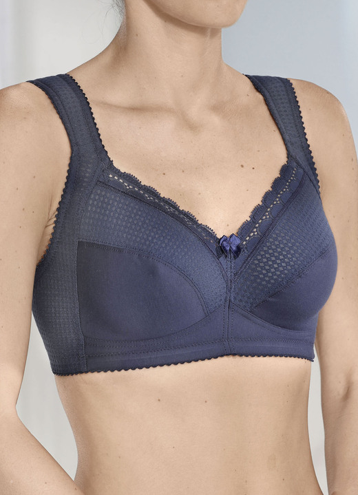 Soft-BH - Miss Mary BH mit Strukturmuster, in Größe 080 bis 115, in Cup B, in Farbe MARINE Ansicht 4