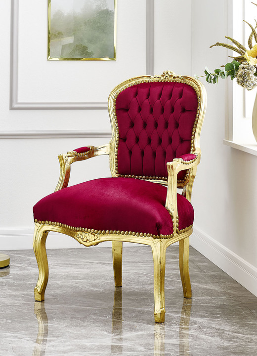 Stilmöbel - Armlehnensessel in geschwungener Form, in Farbe GOLD-WEISS Ansicht 2