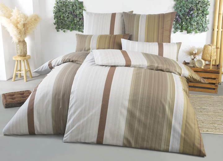 Bettwäschegarnituren - Beidseitig bedruckte Bettwäsche-Garnitur von Florella, in Größe 111 (40/80 cm + 135/200 cm) bis 115 (80/80 cm + 155/220 cm), in Farbe BRAUN Ansicht 2