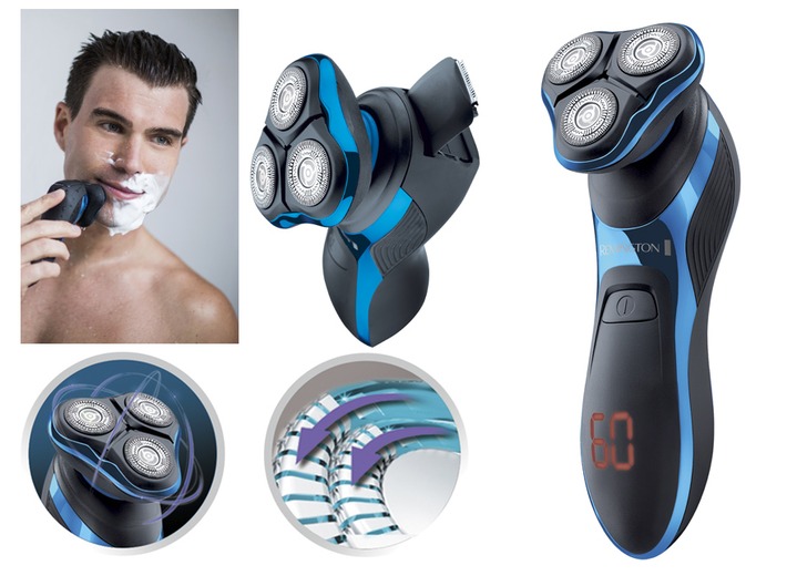 Rasierer & Haarentfernung - REMINGTON HyperFlex Aqua Plus Akku-Rotationsrasierer XR 1470, in Farbe SCHWARZ-BLAU Ansicht 1