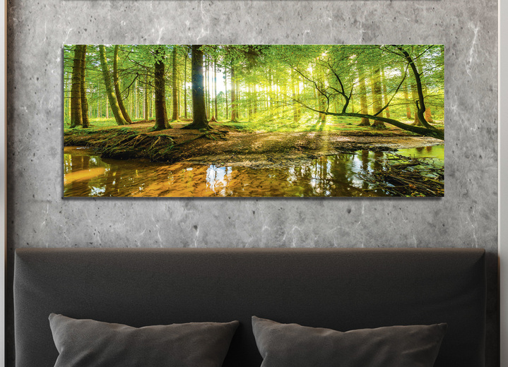 Landschaft - Hochwertiges Leinwandbild auf Keilrahmen, in Farbe GRÜN Ansicht 1