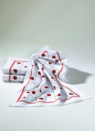 Handtücher - Geschirrtücher, 3er-Set, aus 100% Baumwolle, in Farbe WEISS/ROT