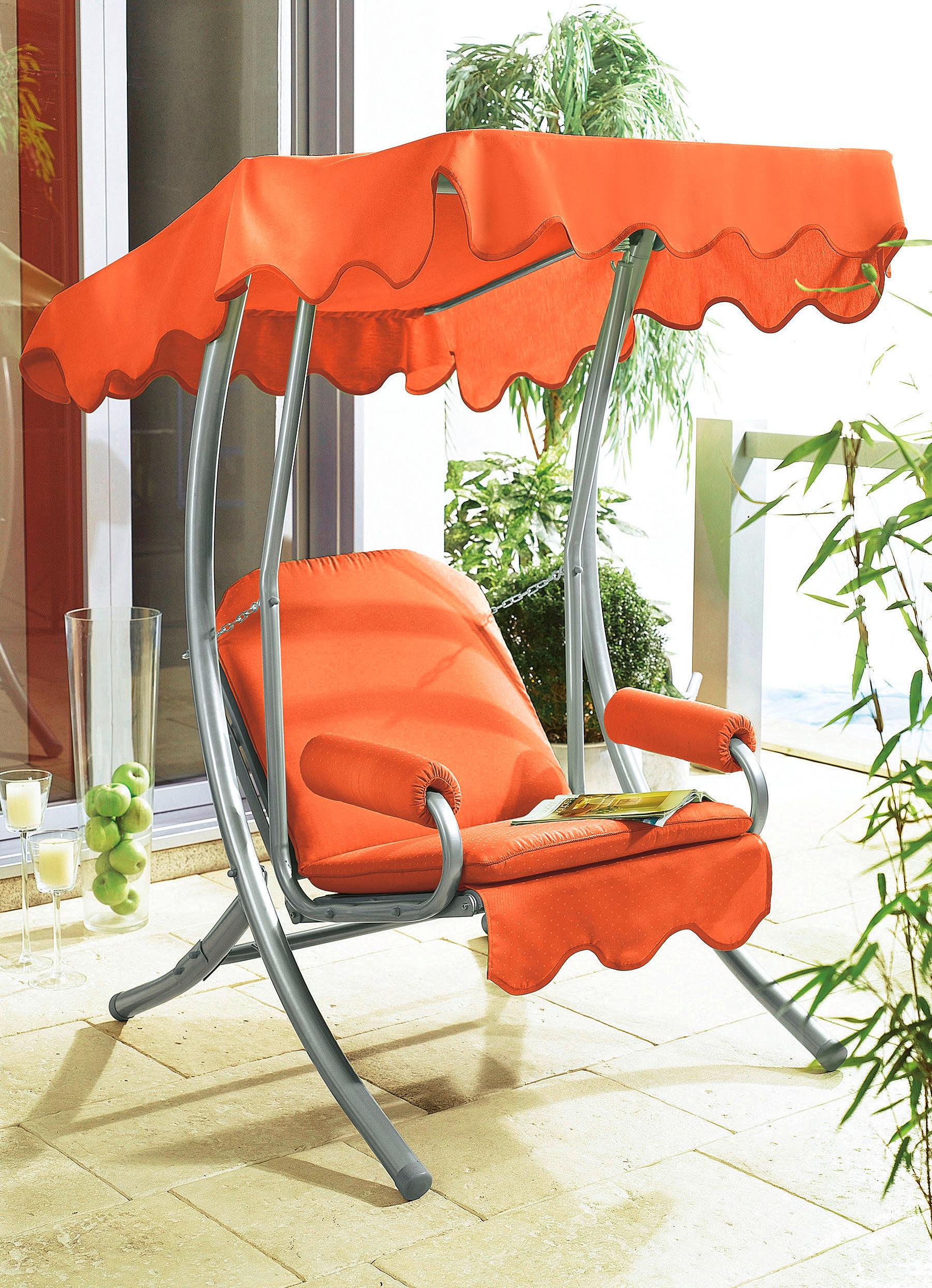 Gartenmöbel - Hollywood-Schaukel mit Gestell aus verzinktem Stahlrohr, in Farbe ORANGE, in Ausführung Single-Schaukel Ansicht 2