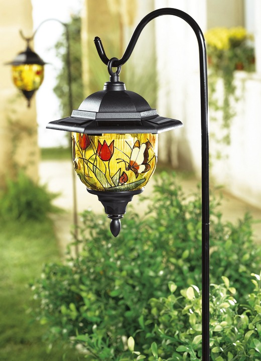 Gartenparadies - Tiffany-Solar-Hängeleuchten, 2er-Set, in Farbe SCHWARZ