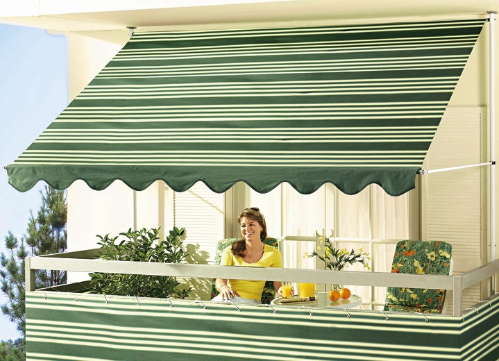 Sichtschutz und Sonnenschutz - Klemm-Markise mit innenliegendem Kettenantrieb, in Größe 150 (Breite 150 cm) bis 400 (Breite 400 cm), in Farbe GELB-GRAU Ansicht 3