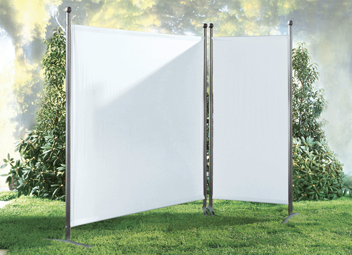Sichtschutz und Sonnenschutz - Hochwertige, wetterfeste Stellwand/Paravent , in Farbe WEIß, in Ausführung Breite ca. 82 cm Ansicht 1