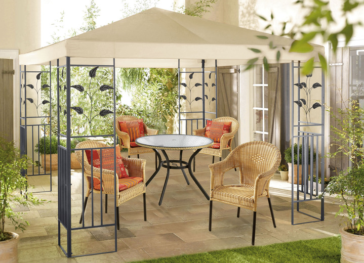 Pavillons - Pavillon Lukas mit pulverbeschichtetem Stahlgestell, in Farbe BEIGE Ansicht 2