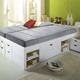 Betten - Funktionsbett aus massivem Kiefernholz, in Farbe WEISS – Farbe WEISS – Ansicht 1