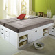 Betten - Funktionsbett aus massivem Kiefernholz, in Farbe WEISS – Farbe WEISS – Ansicht 2