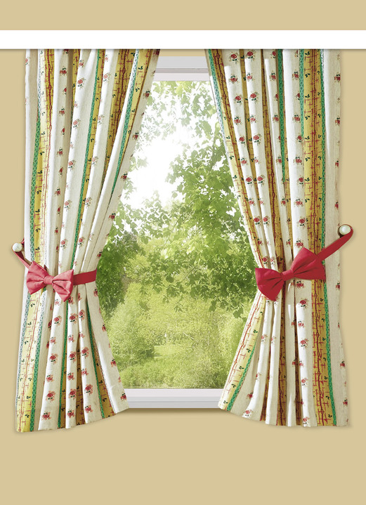 Klassisch - Einzelschal in Leinen-Optik mit Universalschienenband, in Größe 340 (H125xB 60 cm) bis 383 (H175xB132 cm), in Farbe NATUR-BUNT Ansicht 2