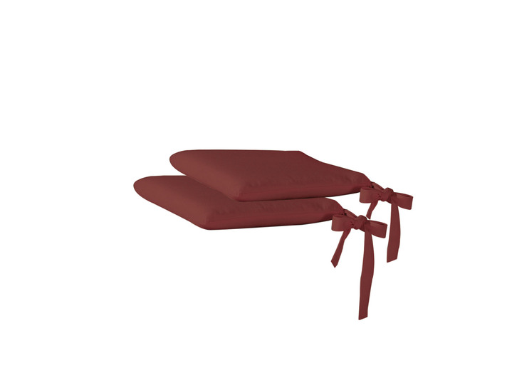 Wohnaccessoires - 2er-Set Sitzkissen mit Schleifenbändern, in Farbe BORDEAUX Ansicht 1