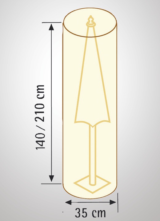 Gartenzubehör - Reißfeste, witterungsbeständige und atmungsaktive Schutzhüllen, in Farbe TAUPE UNI, in Ausführung für Schirm, Höhe 140 cm Ansicht 1