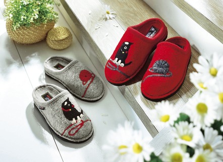 Hausschuhe - Haflinger-Hausschuhe Caty, aus hochwertiger Schurwolle, in Größe 036 bis 042, in Farbe BLAU