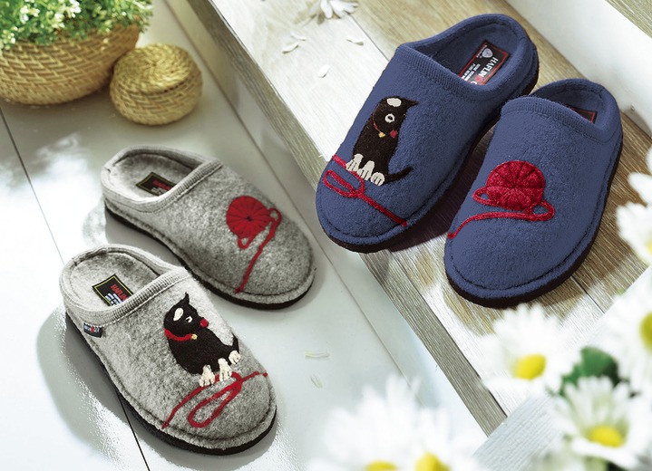 Hausschuhe - Haflinger-Hausschuhe Caty, aus hochwertiger Schurwolle, in Größe 036 bis 042, in Farbe GRAU Ansicht 2