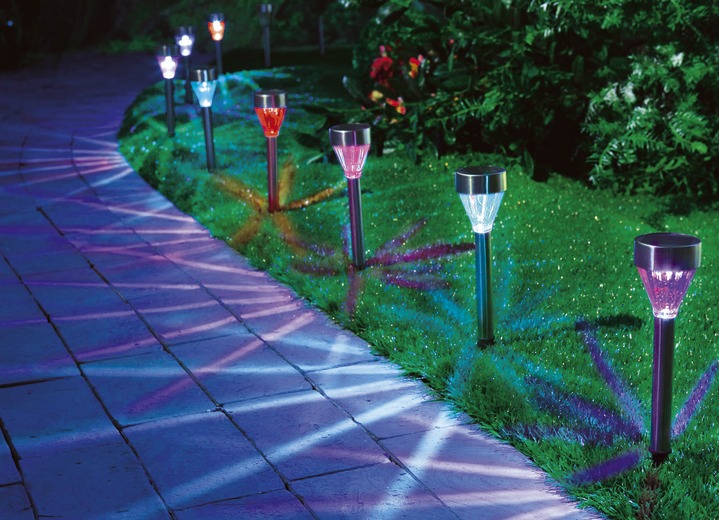 Gartenbeleuchtung - Solarleuchten, Sternenlicht, 10-teilig, in Farbe EDELSTAHL
