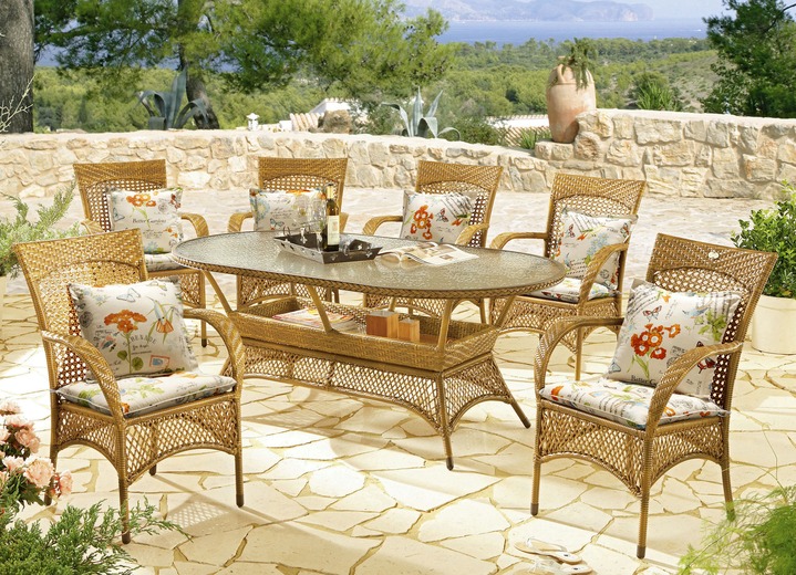 Gartenmöbel - Best Gartenmöbel Madelene mit langlebiger Kunststoffbespannung, in Farbe KARAMELL, in Ausführung Sessel Ansicht 1