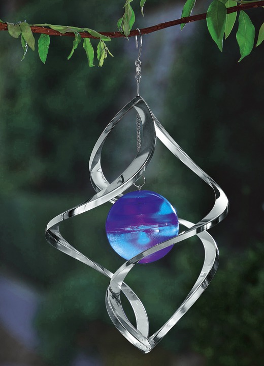 - Windspiel mit Solarkugel, in Farbe SILBER