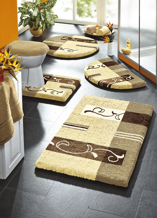 Badgarnituren - Supersoft Badgarnitur mit rutschhemmender Latexierung, in Größe 100 (Vorleger halbrund, 50/ 80 cm) bis 112 (Deckelbezug mit Kordel, 47/ 50 cm), in Farbe GELB Ansicht 6