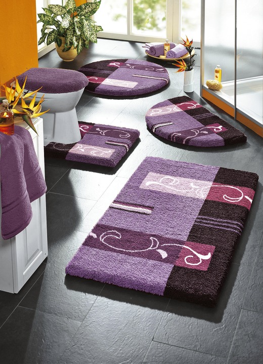 Badgarnituren - Supersoft Badgarnitur mit rutschhemmender Latexierung, in Größe 100 (Vorleger halbrund, 50/ 80 cm) bis 112 (Deckelbezug mit Kordel, 47/ 50 cm), in Farbe BLAU Ansicht 2