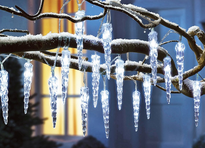Außendekorationen - LED-Eiszapfen-Lichterkette, in Farbe KLAR, in Ausführung 20 LEDs