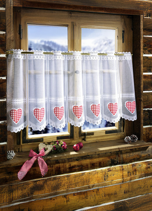 Fensterdekorationen - Entzückender Kurzstore Fensterdekorationen - Entzückender Kurzstore, in Größe 661 (H30xB105 cm) bis 856 (H60xB135 cm), in Farbe WEISS-ROT