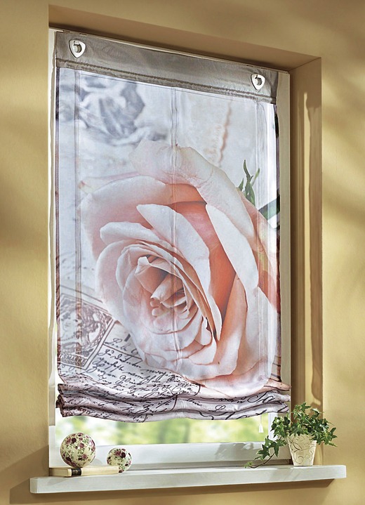 - Raffrollo mit Rosen-Motiv, in Größe 316 (H140xB 45 cm) bis 324 (H140xB100 cm), in Farbe